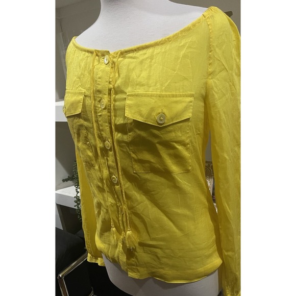 Tory Burch Blouse Womens Size 0 Yellow Designer Top Lightweight Casual Chic - Picture 3 of 5